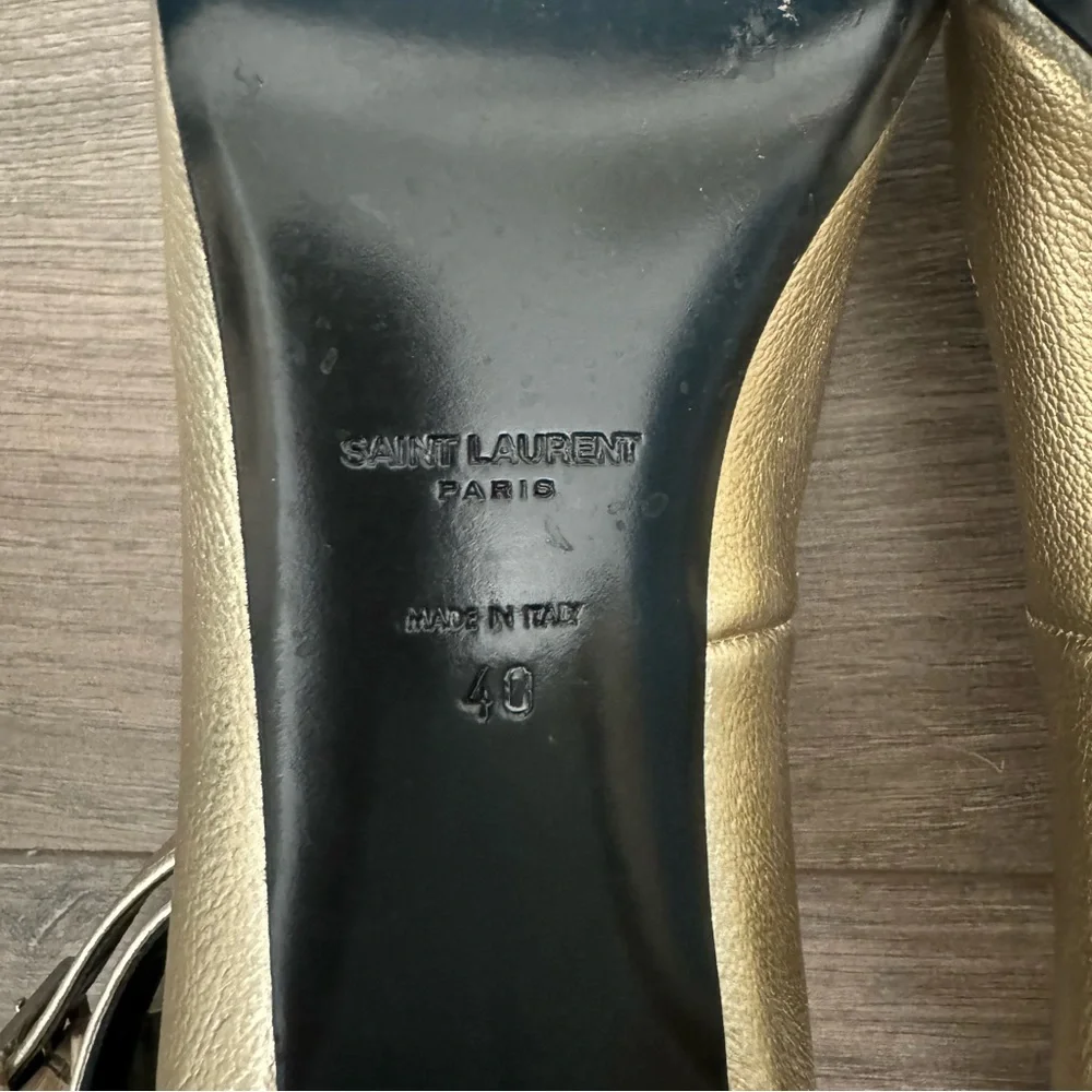 Saint Laurent Babies Double Ankle Strap Pump Metallic Gold - Picture 2 of 10